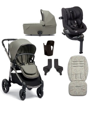 Ocarro 6 Piece Essentials Bundle Everest with Joie i-Spin 360 i-Size Car Seat Coal